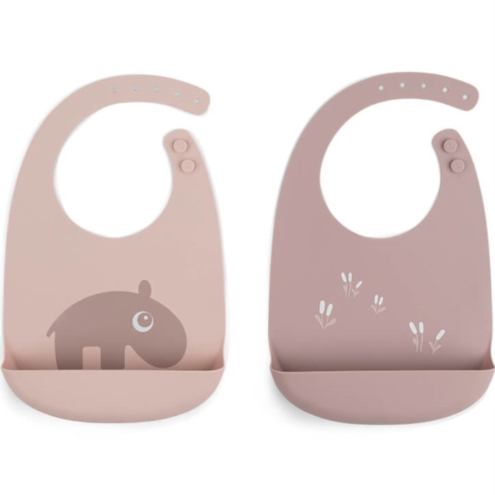 Done by Deer Silicone Bib 2-pack Ozzo, Powder