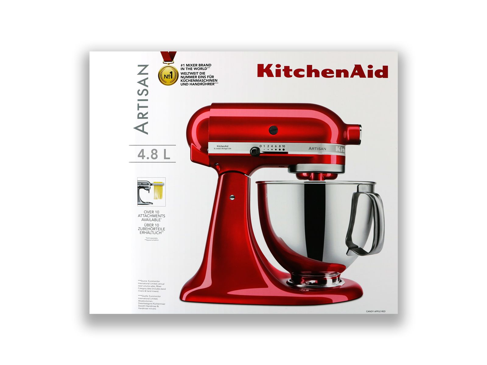 KitchenAid Artisan 5KSM175PSECA köksassistent 300 W 4,8 L, Candy Apple