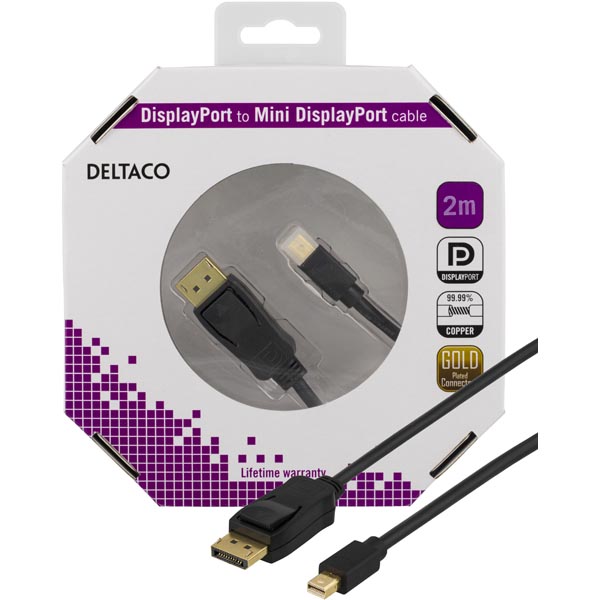 Luxorparts Mini-displayport till Displayport-kabel 2 m, bild 3