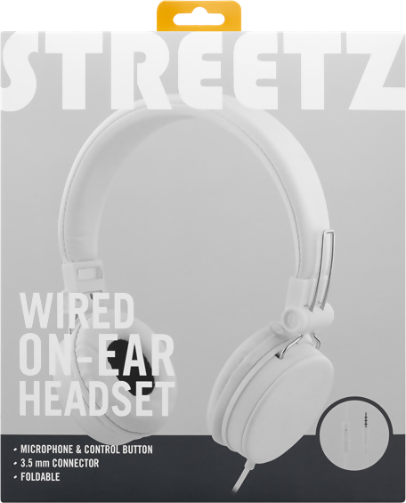 STREETZ Headset - Mikrofon - 3,5mm - 1,5m - White