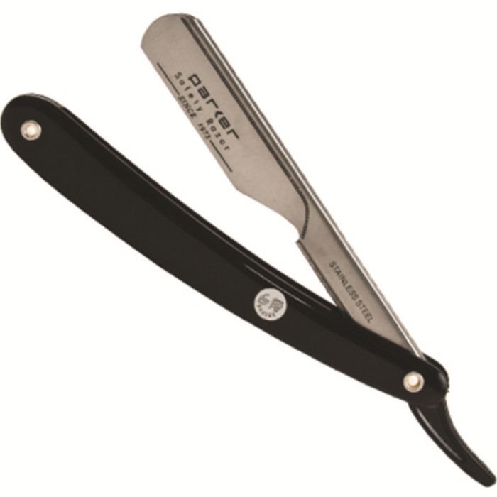Parker Shaving PTB - Black ABS Handle Push Type Barber/Straight Razor