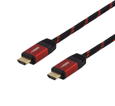 Deltaco HDMI - HDMI kabel - 4K - 60Hz - 2m - Svart/Röd, bild 3