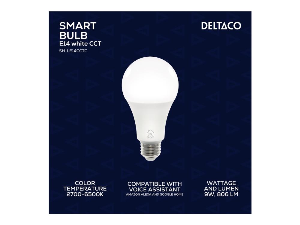 Deltaco Smart Home LED-lampa E27 WiFi 9 W 2700–6500 K / Smart LED-lampa E27, bild 2