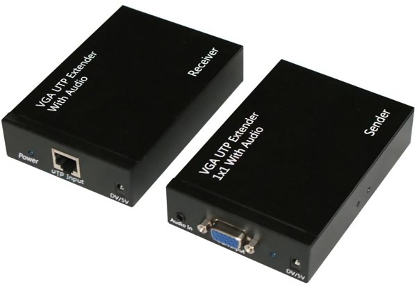 Deltaco VGA och ljud-förlängare över Ethernet-kabel, 50m i 1080p