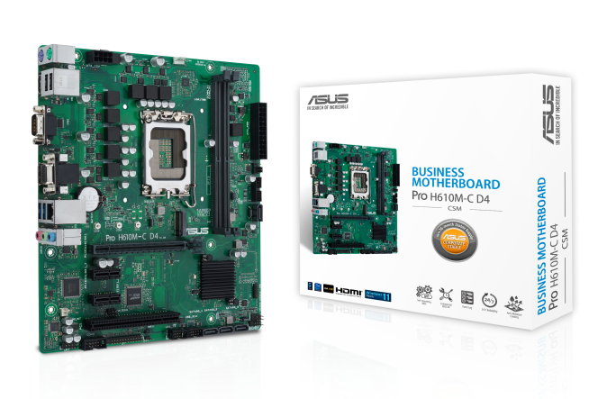 Asus PRO H610M-C D4-CSM, Intel LGA1700, PCI Express, MicroATX, 2xDDR4, M.2 + SATA3, VGA/DVI/HDMI/DP, USB 3.2, COM-port, GigaLAN, bild 3