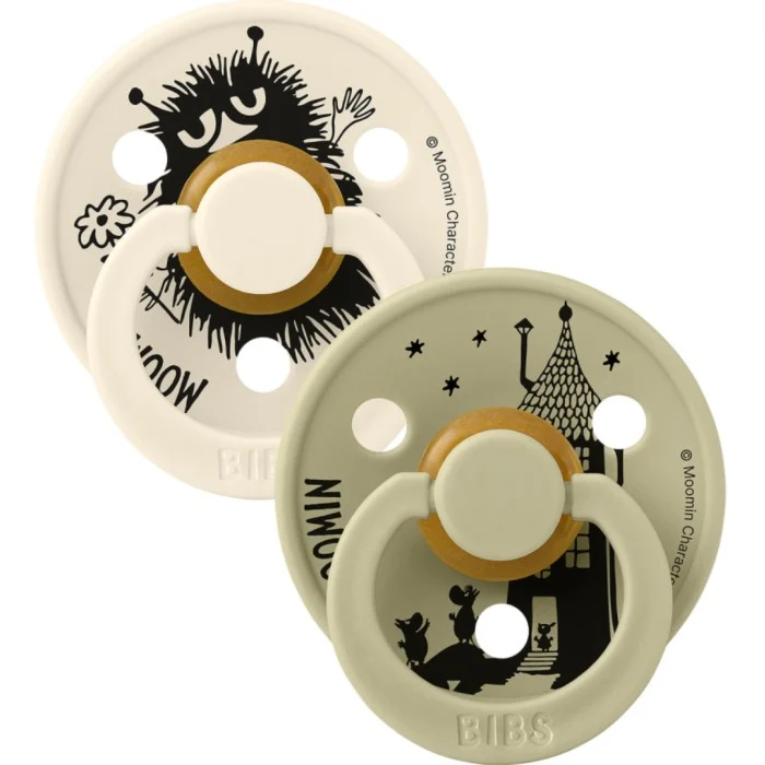 BIBS x Moomins Pacifier Colour Stinky 2-pack Latex Size 1 Ivory/Khaki