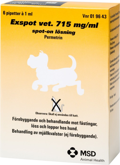 Exspot vet., spot-on, lösning 715 mg/ml 6 x 1 ml