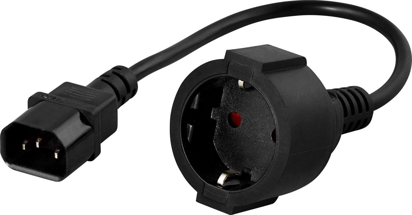 Strömadapter C14 (hane) till Schuko (hona), Svart, 0,5m, bild 2