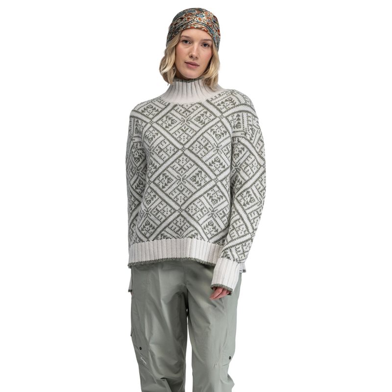Bergans Vega Knitted Wool Jumper Women Creme/Green Mud - L