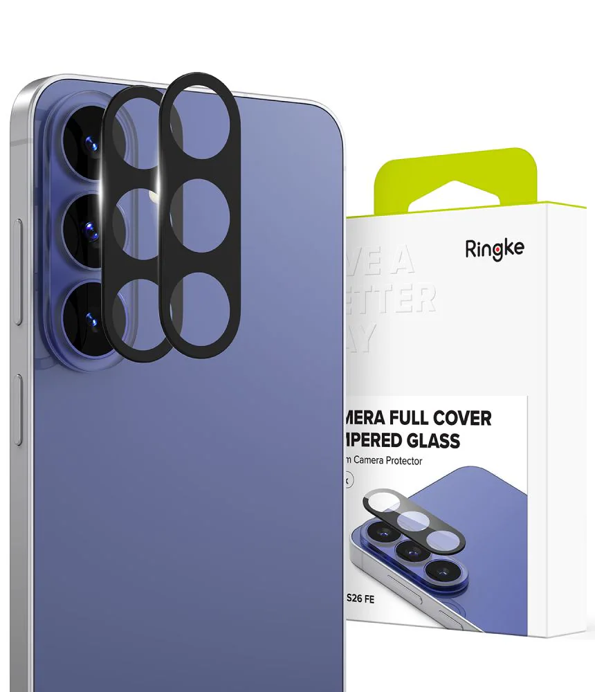 Ringke Camera Full Cover, 2-pack härdat glas till Samsung Galaxy S26 FE – Svart