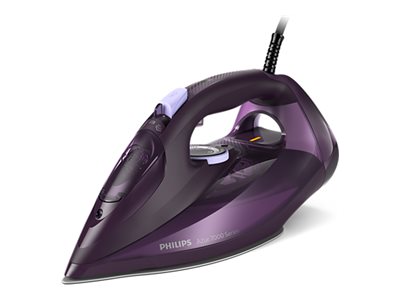 Philips Azur 7000 Series DST7051 - Ångstrykjärn med automatisk avstängning - sula SteamGlide Elite - 2800 W - mörklila