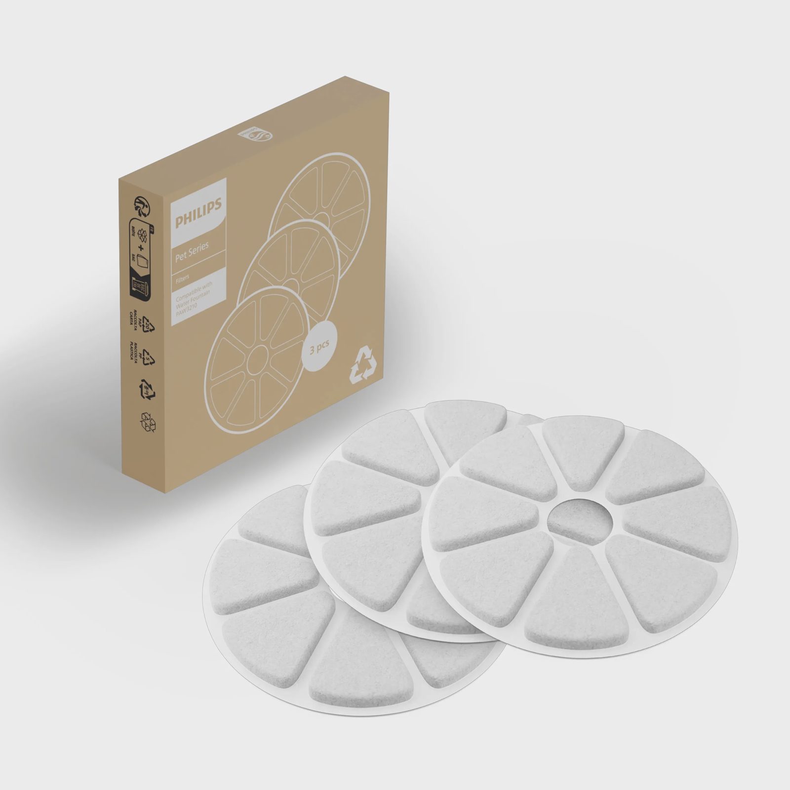 Philips Pet Series PAW0010/01 Vattenfontän, Filter till automatisk vattenautomat för husdjur, Katt, Grå, Nonwoven-tyg (TNT), Kol, Philips PAW3210/02, Kina