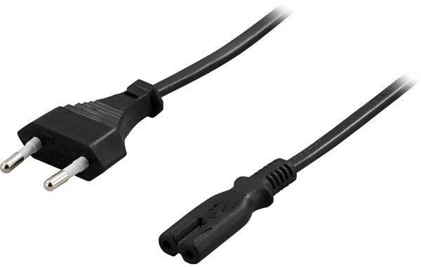 DELTACO Strömkabel C7 Rak CEE 7/16 till 2-pin Svart 1 m