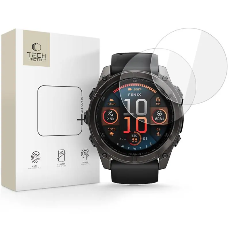 Tech-Protect Glass Fit+ 2-pack härdat glas för Garmin Fenix 8 51mm - klar