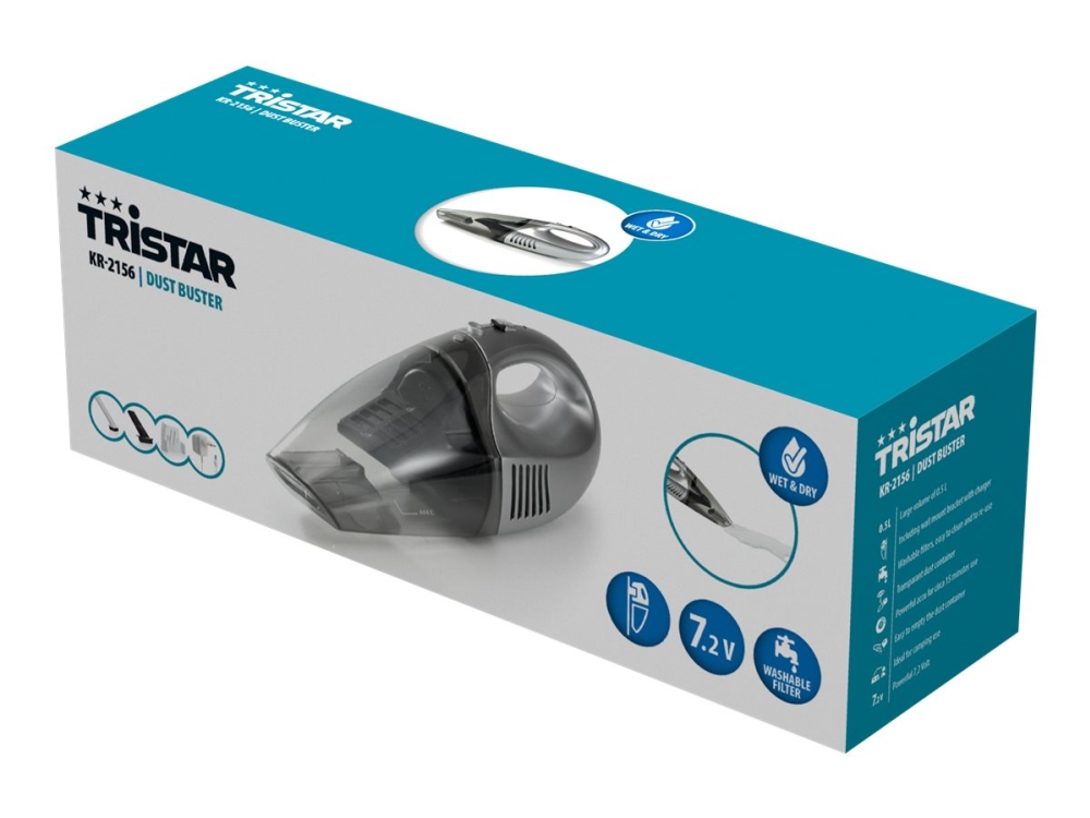 Tristar KR-2156 - Dammsugare - handhållen - utan påse - silver