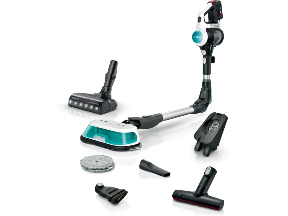 Bosch Unlimited 7 BCS71HYG1 2-i-1 sladdlös skaftdammsugare med moppfunktion, vit