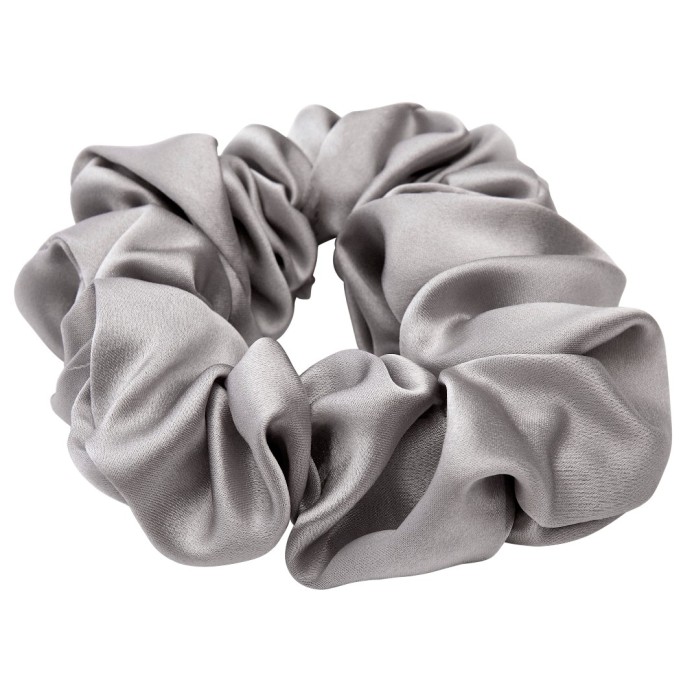 Lenoites Mulberry Silk Scrunchie Grey