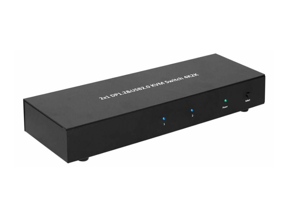 MicroConnect 2x1 DP&USB KVM Switch - Omkopplare för tangentbord/video/mus/ljud/USB - 2 x DisplayPort/ljud/USB - 1 lokal användare - skrivbordsmodell