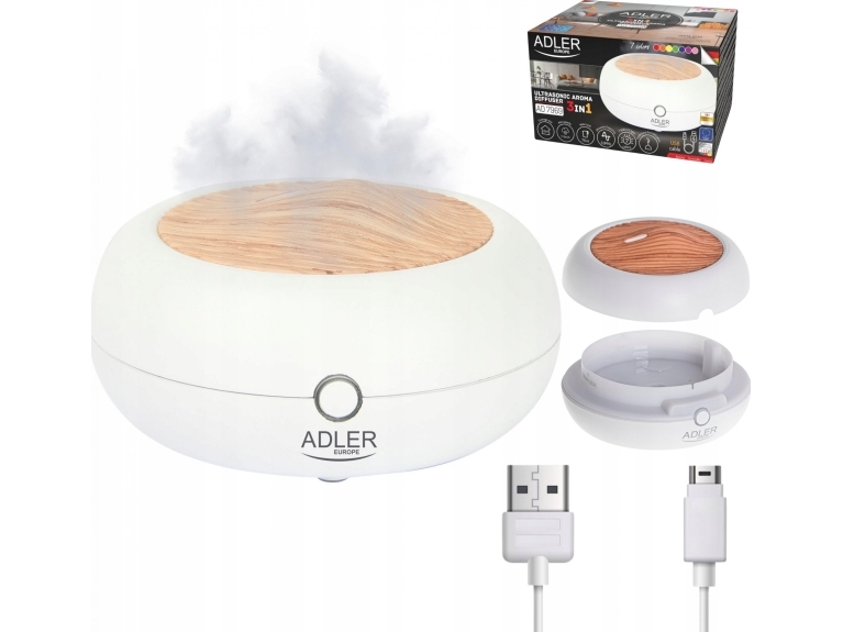 Jura Adler AD 7969 USB ultraljud aromadiffusor 3-i-1 (upp till 25 m²) vit