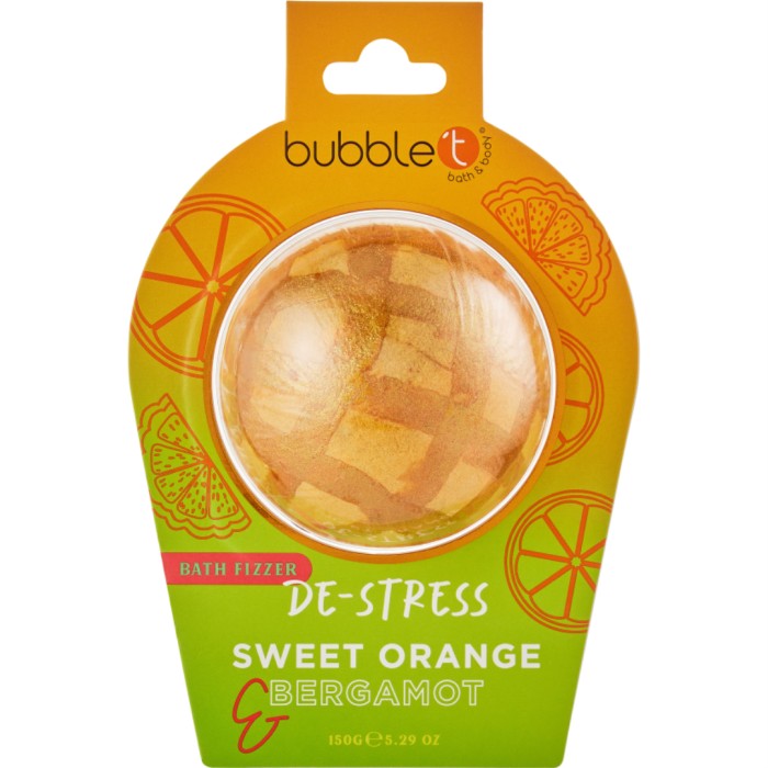 BubbleT Bath Fizzer De-stress Sweet Orange & Bergamot