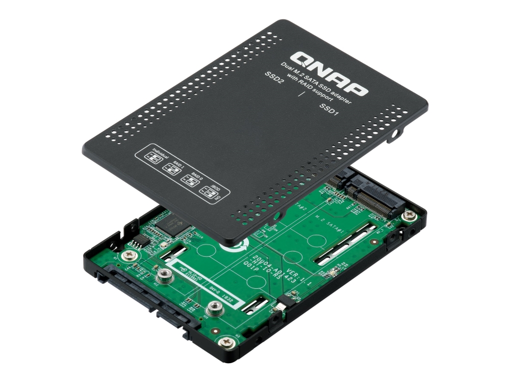 QNAP QDA-A2MAR - Internt RAID-kabinett - 2,5-tum till 2 x M.2 - RAID JBOD, 0, 1 - SATA 6Gb/s