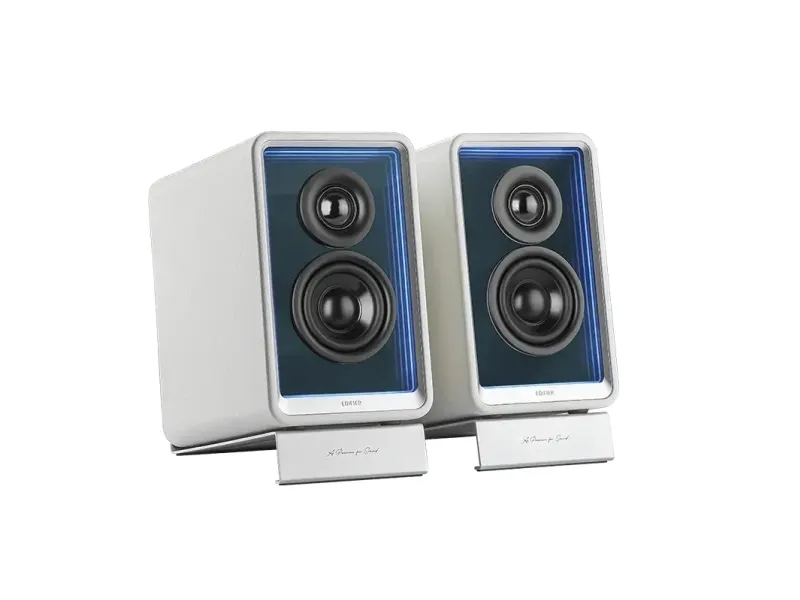 Edifier QR65 Desktop Active Monitor with GaN Charger, 2x35W RMS, Bluetooth/USB-A, RGB - Vit
