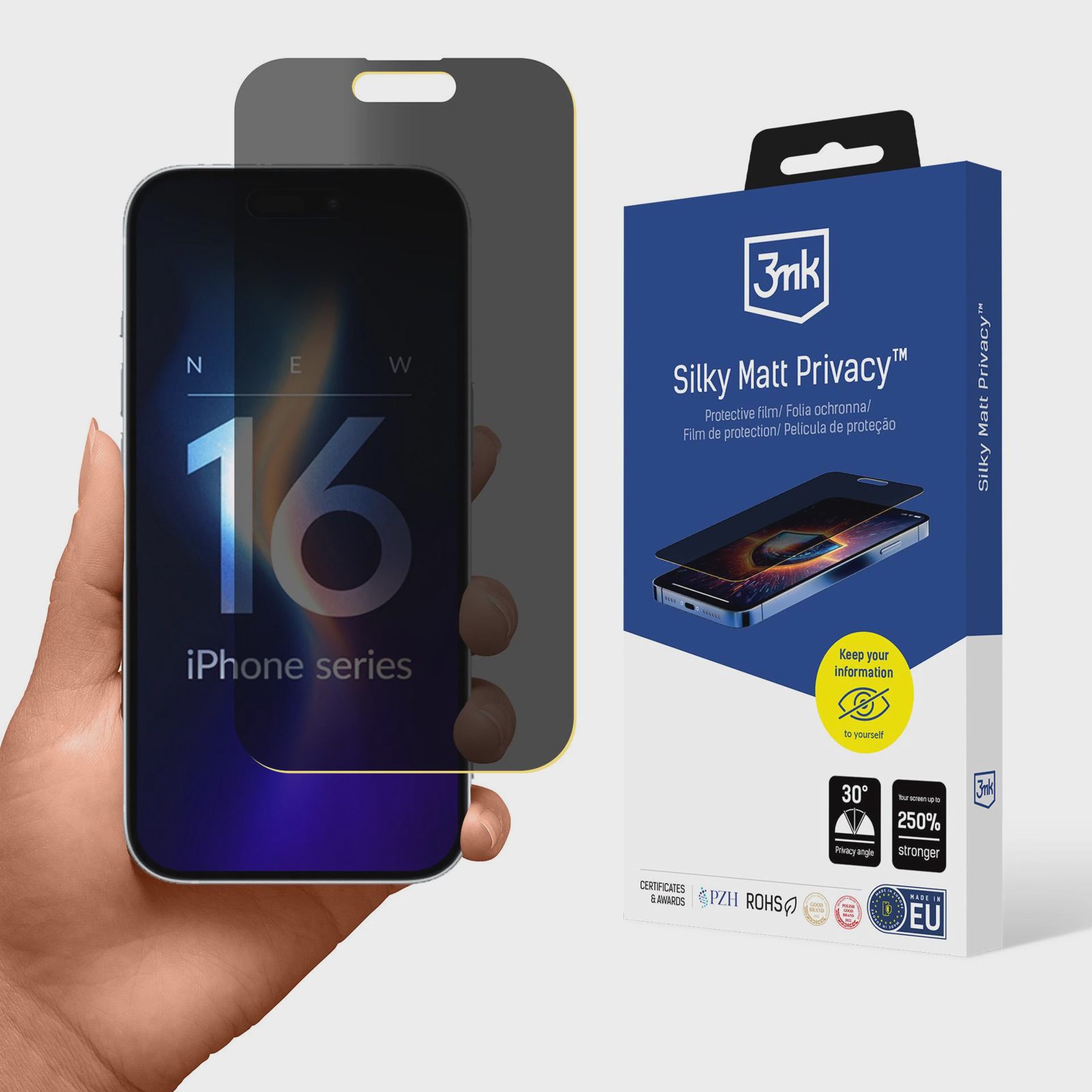 Matt insynsskyddsfilm 3mk Silky Matt Privacy för iPhone 16 Plus