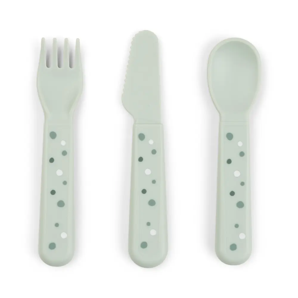 Done by Deer - Foodie cutlery set Happy dots - Green - 12 x 2 x 1 cm