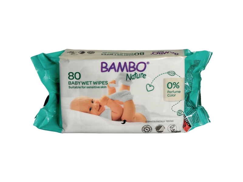Våtservetter, Bambo Nature, extra mjuka, 80 st