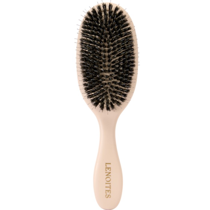 Lenoites Wild Boar Hair Brush with Cleaning Tool Blush 1 pcs