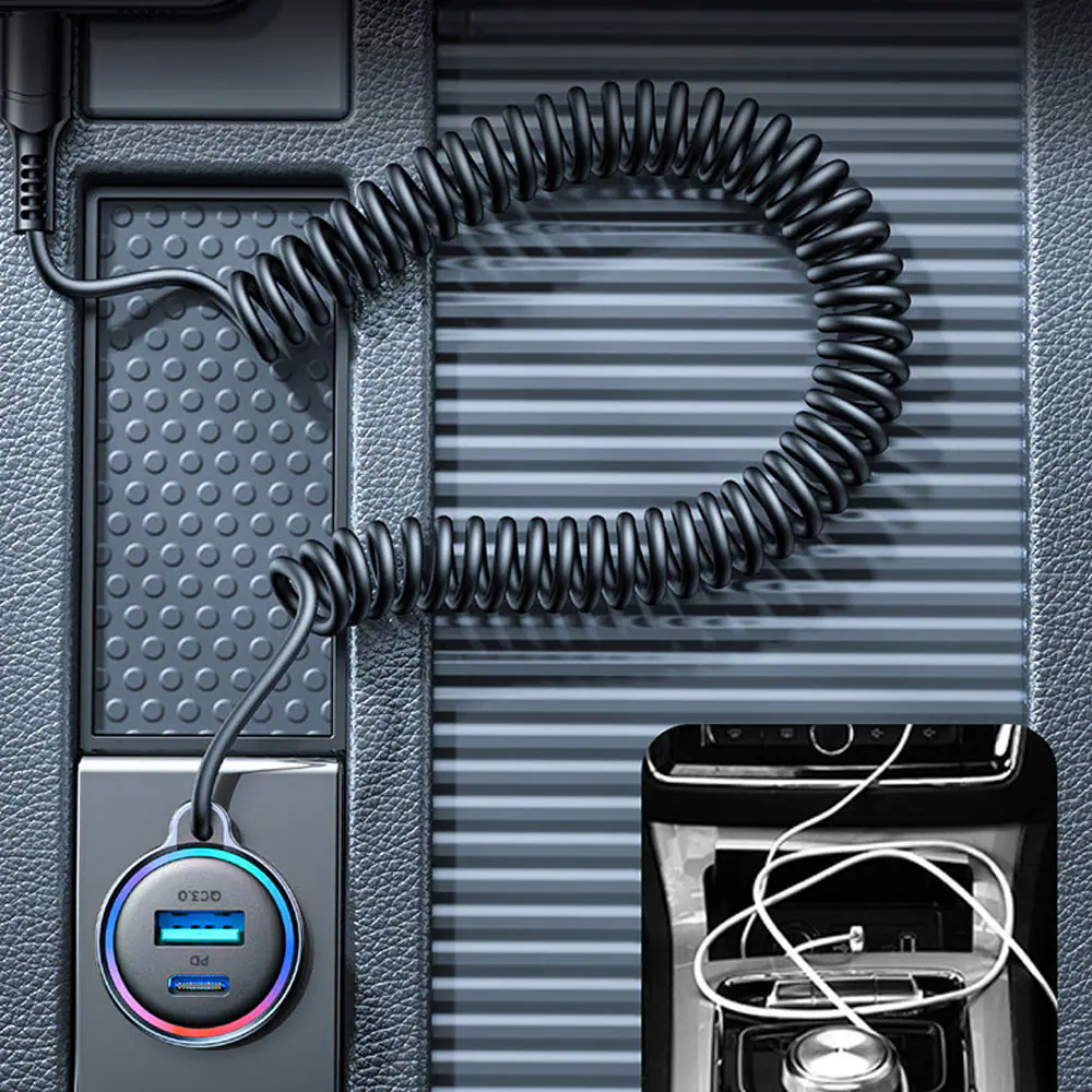 Joyroom Billaddare med USB, USB-C & USB-C-kabel 1,5m 55W, bild 3