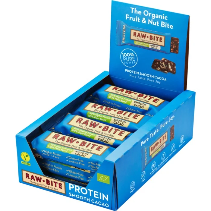 RawBite Protein Smooth Cacao frukt- & nötbar 12 st