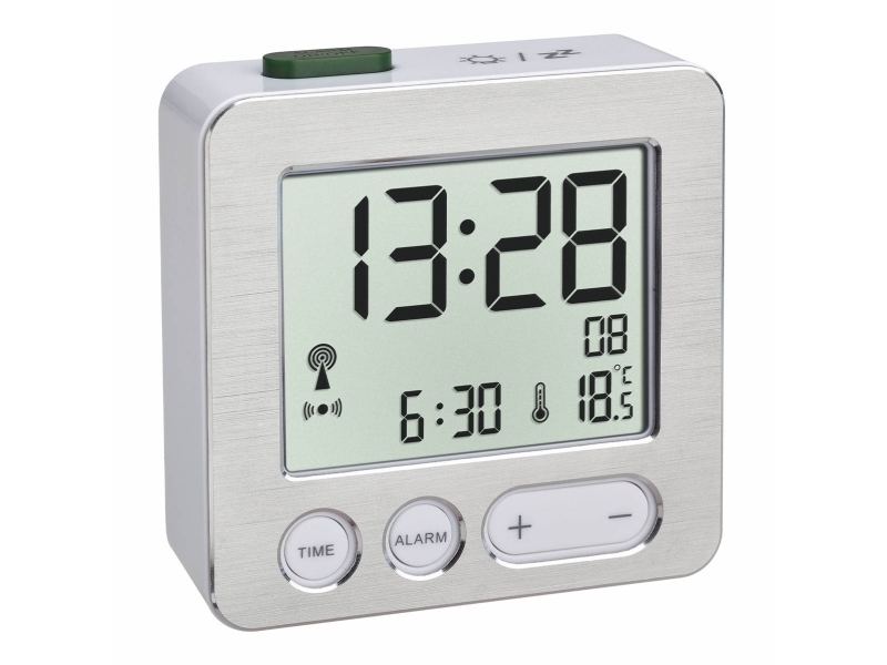 TFA-Dostmann 60.2545.54, Digital väckarklocka, Rektangel, Silver, -9 - 50 ° C, F, °C, LCD