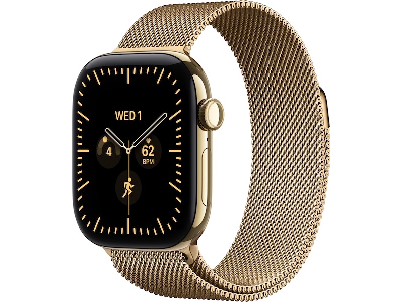 Apple Watch Series 12 GPS + Cellular 42 mm skinande guld titan, skinande guld Milanesisk loop, bild 4