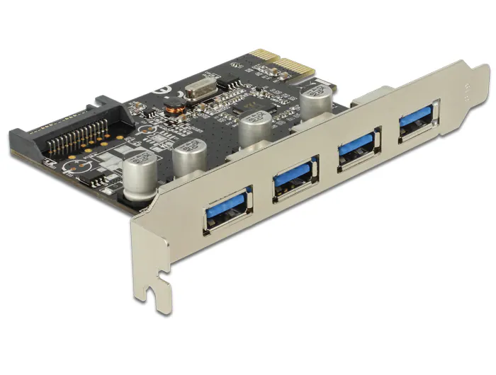 DeLOCK PCI-Express 4 USB3, Typ A, SATA-power