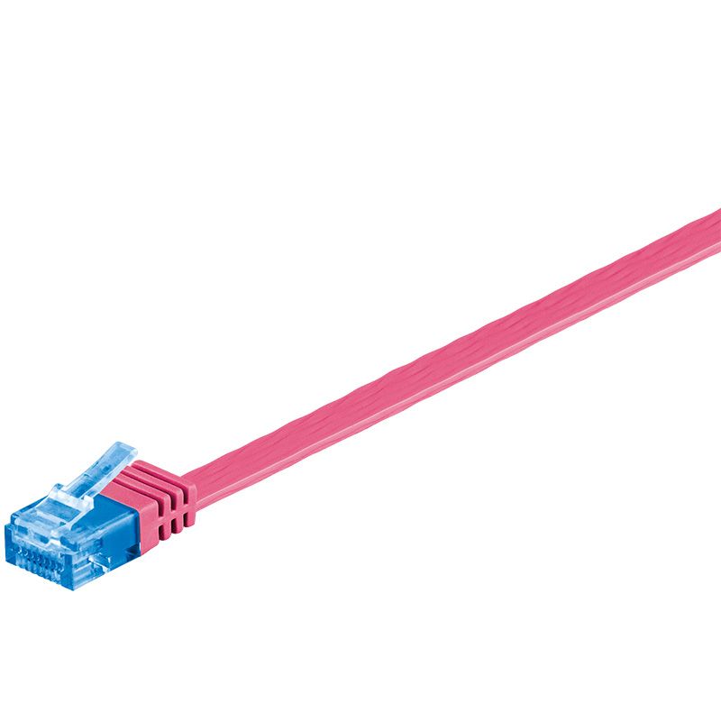 Goobay CAT 6A platt anslutningskabel, U/UTP, lila - Kabellängd 0,5 m