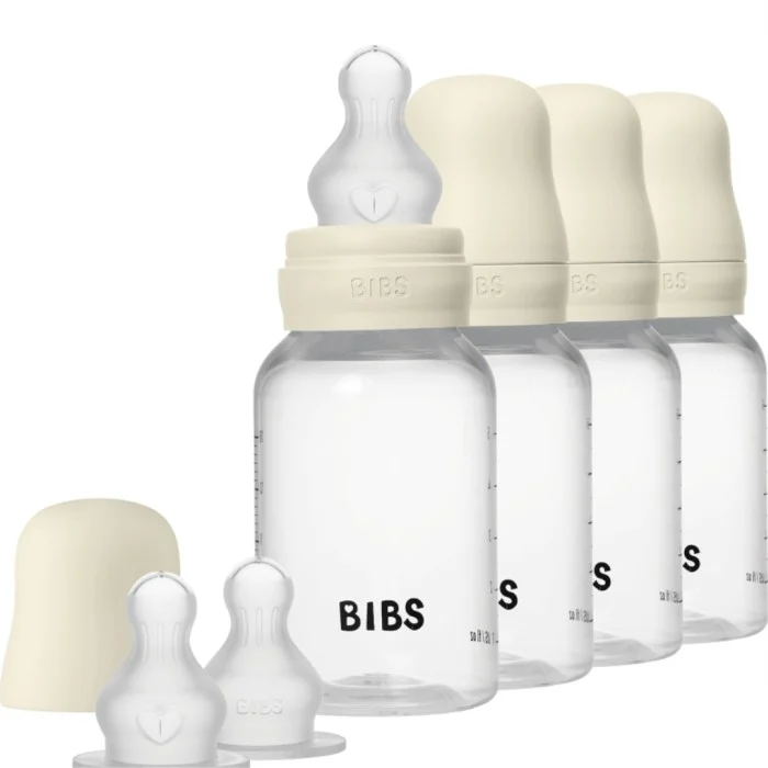 BIBS Baby Bottle Round Silicone 4-pack 150 ml, Ivory