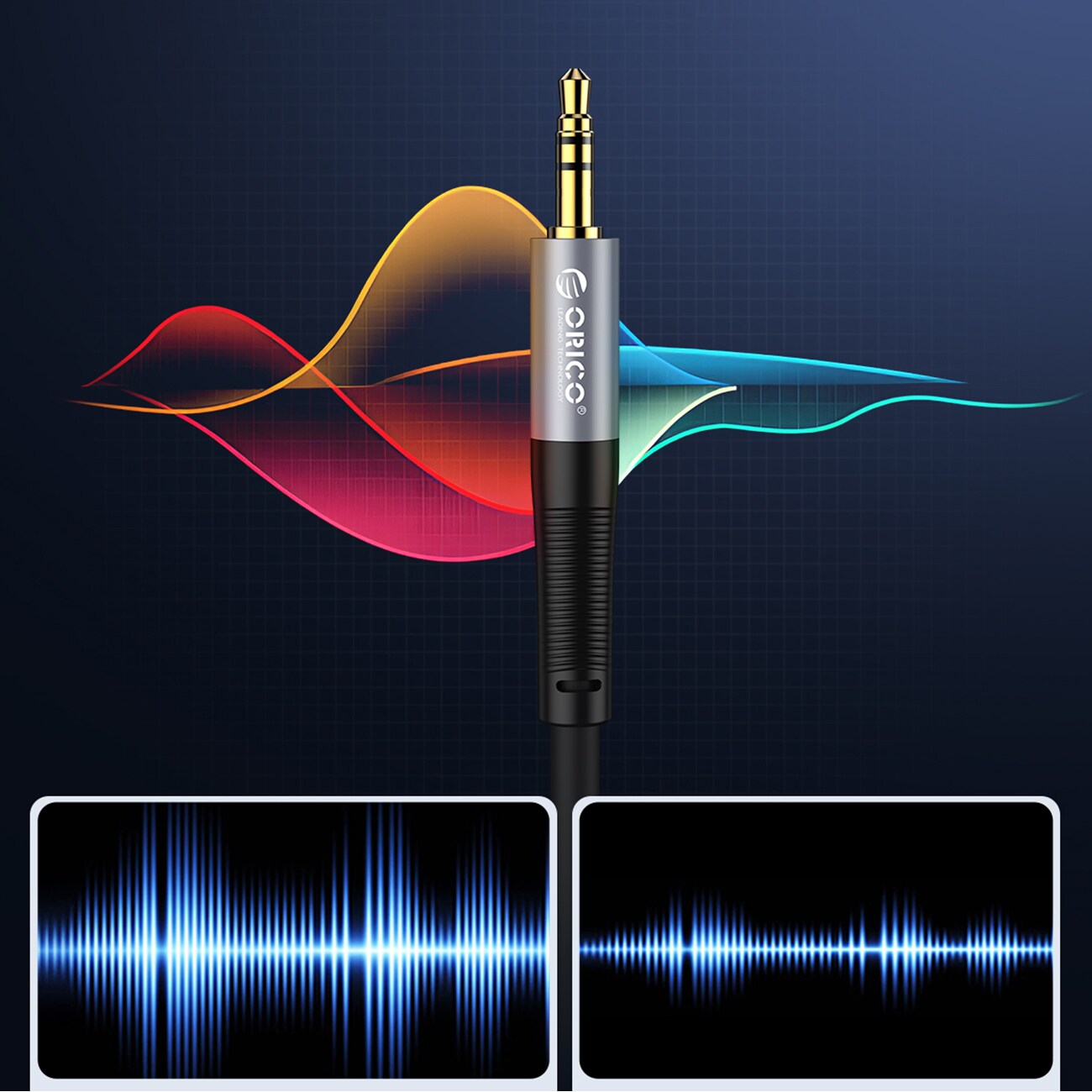 Orico AXRF ljudkabel, 3,5 mm minijack till 2x RCA-honkontakt, 5 m – svart, bild 3