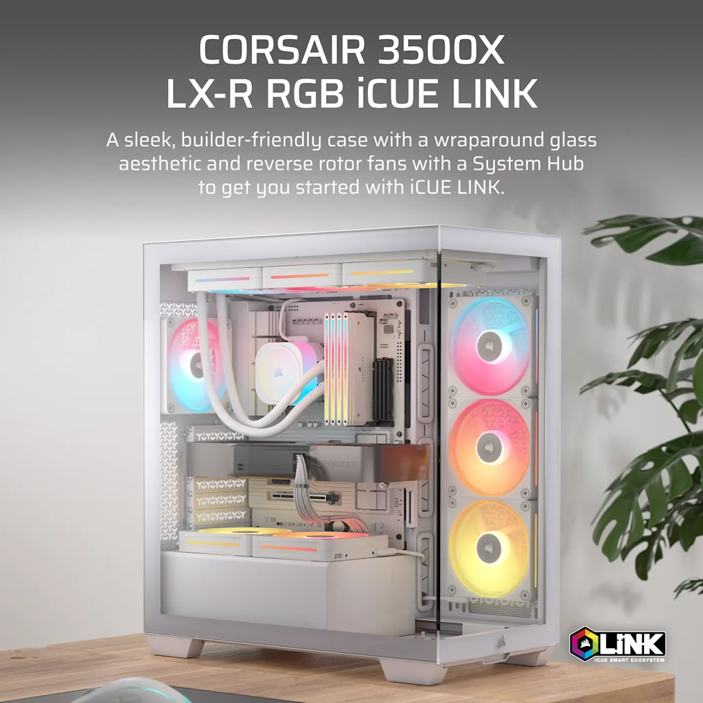Corsair 3500X LX-R RGB iCUE LINK PC-chassi (vitt, glas), bild 3