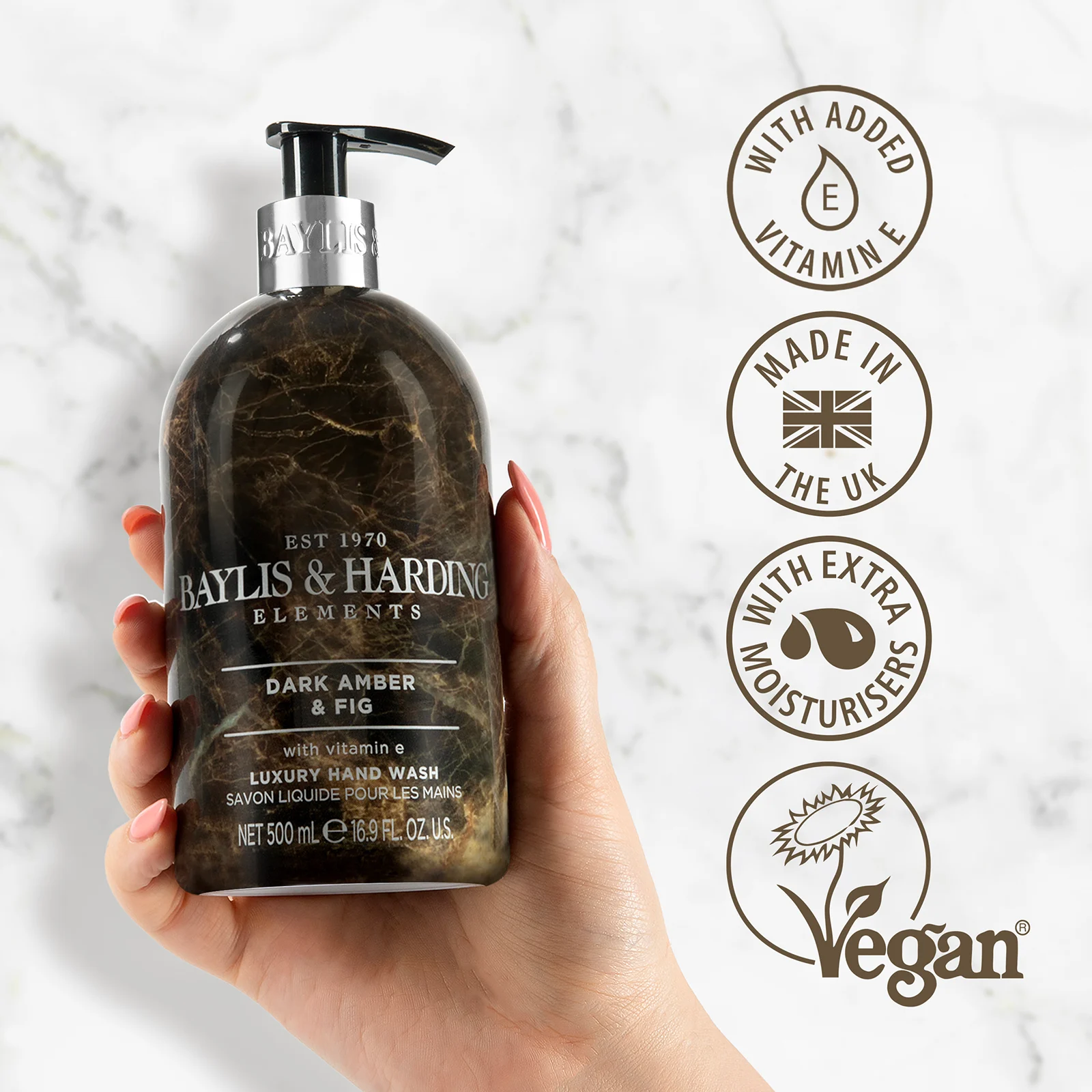 Baylis & Harding Elements Hand Wash Dark Amber & Fig 500 ml, bild 2