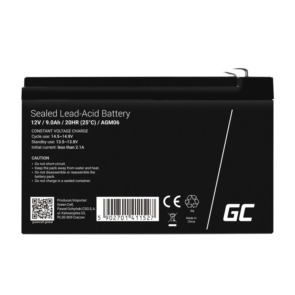 Batteri Green Cell 12V/9Ah, 5 års beräknad livslängd, bild 2