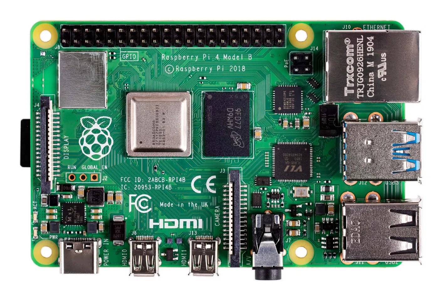Raspberry Pi 4 Model B enkortsdator 1 GB RAM dualband Wi-Fi Bluetooth