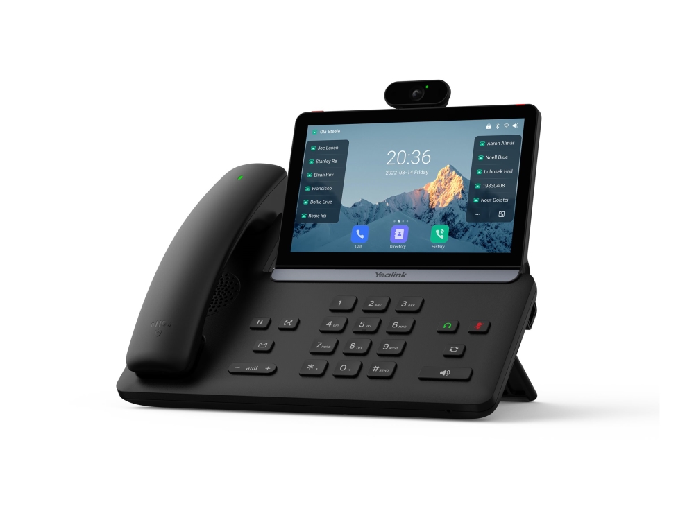 Yealink SIP-T88V Pro - VoIP-telefon - med främre digitalkamera (5 MP) med nummerpresentation/samtal väntar - IEEE 802.11a/b/g/n/ac/ax (Wi-Fi) / Bluetooth 5.0 - 10-riktad samtalsförmåg - SIP, SIP v2, ICE