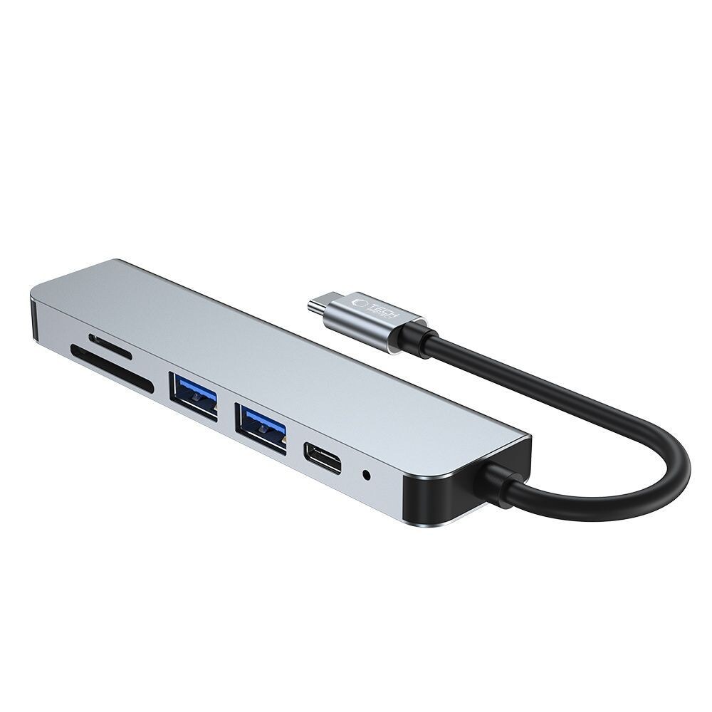 HUB Tech-Protect V4 6in1 USB-C, USB-A 3.0/2.0, HDMI, micro SD/TF/SD Reader - grå, bild 5