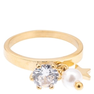 DARK Single Crystal Ring With Charm Crystal Size 3