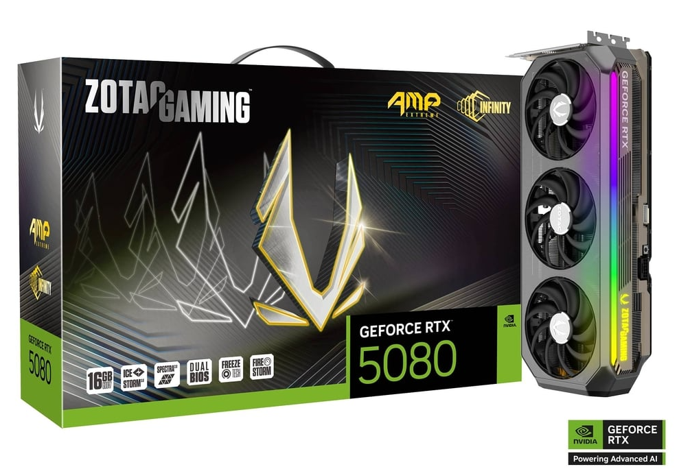 Zotac GeForce RTX 5080 AMP Extreme Infinity 16 GB GDDR7, HDMI/3xDP, Spectra 2.0 RGB Lighting, bild 3