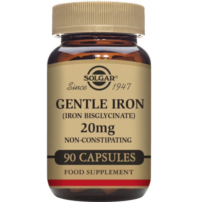 Solgar Gentle Iron (Iron Bisglycinate) 20 mg Vegetable Capsules 90 st