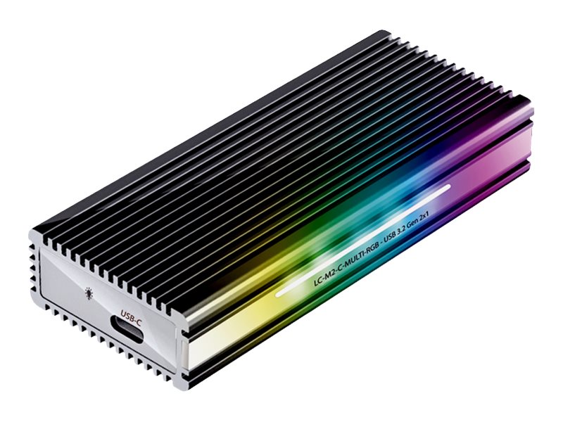 LC Power LC-M2-C-MULTI-RGB - Förvaringslåda - M.2 - M.2 NVMe Card / SATA 10Gb/s - USB 3.2 (Gen 2) - svart