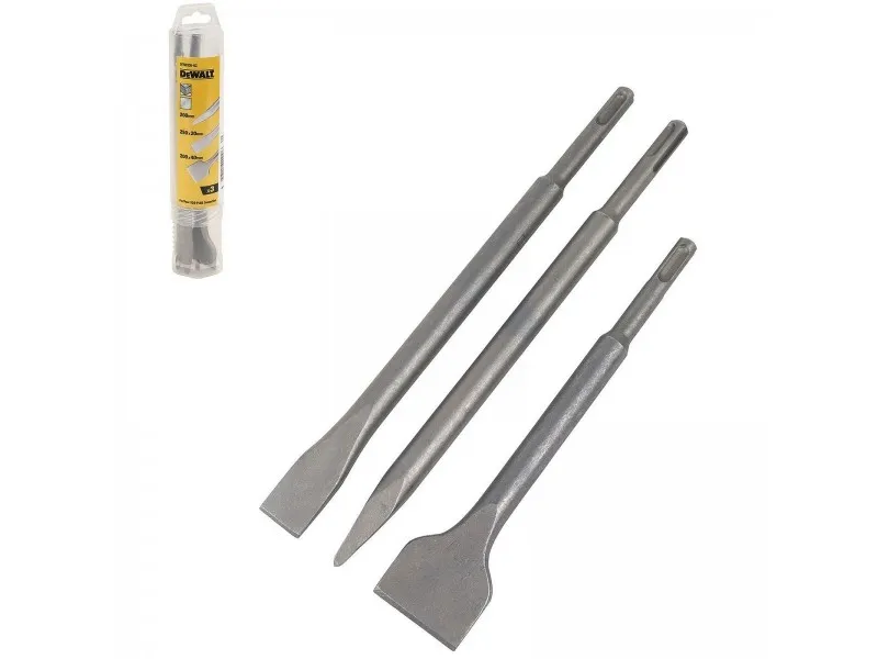 DeWALT - Mejselsats - för betong - rak, spetsig - 3 delar - längd: 250 mm