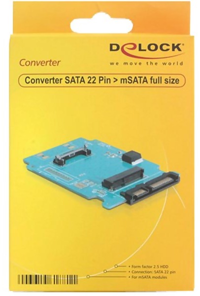 DeLock SATA till mSATA adapter, SATA 22-pin, mSATA